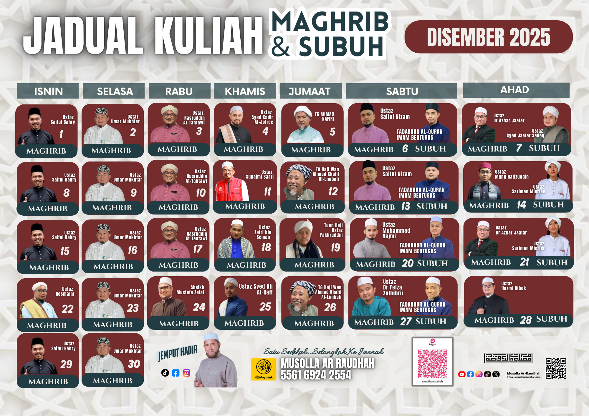 Poster Jadual Kuliah